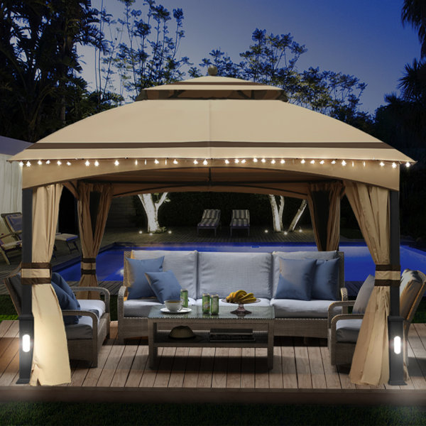 CoastShade 10' x 12' Patio Gazebo Outdoor Gazebos with 4 Mesh Walls+4